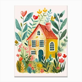 Watercolor House In The Garden Canvas Print