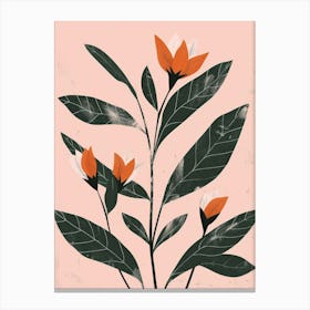 Orange Flowers On A Pink Background Canvas Print