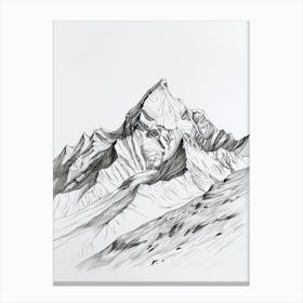 Kala Patthar Nepal Line Drawing 2 Canvas Print