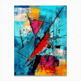 Ocean IX, Avant Garde Modern Vibrant Abstract Painting with Blue Background Canvas Print