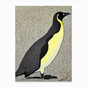 Emperor Penguin II Linocut Canvas Print