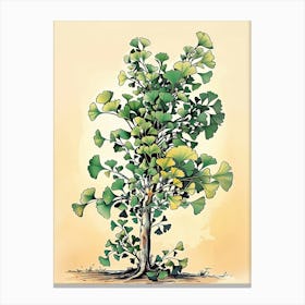 Ginkgo Tree Storybook Illustration 3 Canvas Print