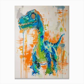 Abstract Blue Orange Dinosaur Canvas Print