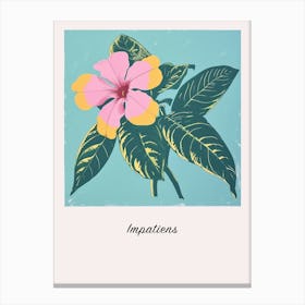 Impatiens 1 Square Flower Illustration Poster Canvas Print