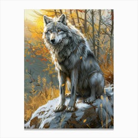 Arctic Wolf Precisionist Illustration 4 Canvas Print