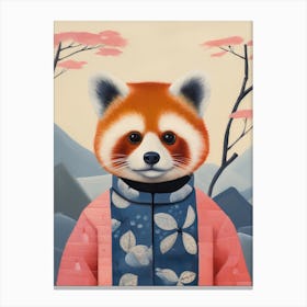 Playful Illustration Of Red Panda Bear For Kids Room 4 Canvas Print