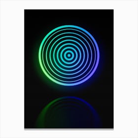Neon Blue and Green Abstract Geometric Glyph on Black n.0206 Canvas Print