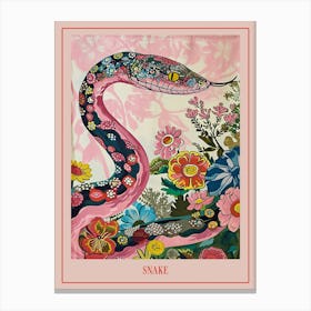 Floral Animal Painting Snake 1 Poster Canvas Print