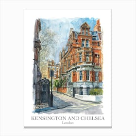 Kensington And Chelsea London Borough   Street Watercolour 4 Poster Canvas Print