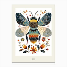 Colourful Insect Illustration Bee 2 Poster Canvas Print