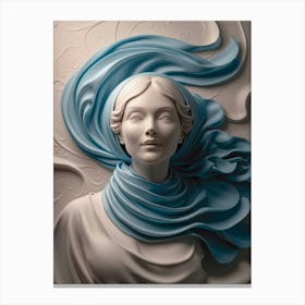 Woman With A Blue Scarf Canvas Print