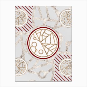 Geometric Abstract Glyph in Festive Gold Silver and Red n.0008 Canvas Print