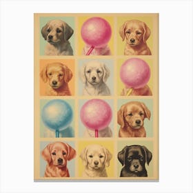 Collection Of Vintage Dogs Puppies And Lollipops Kitsch 8 Canvas Print