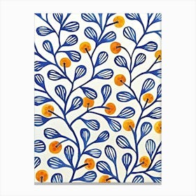 Blue And Orange Leaves Canvas Print