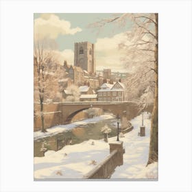 Vintage Winter Illustration Durham United Kingdom 3 Canvas Print