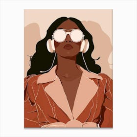 Illustration Of A Woman Wearing Headphones Canvas Print