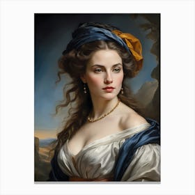 Elegant Classic Woman Portrait Painting (28) Canvas Print