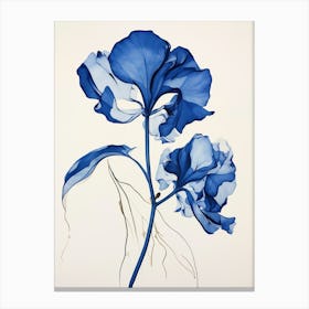 Blue Botanical Gloriosa Lily 3 Canvas Print