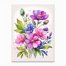 Ai Generated Watercolor Flowers 2 Canvas Print