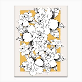 Roses On A Yellow Background Canvas Print