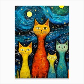 Cats Under The Stars Canvas Print