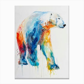 Polar Bear Colourful Watercolour 2 Canvas Print