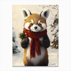 Red Panda Christmas Canvas Print