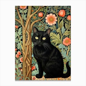 William Morris Black Cat In A Tree Canvas Print