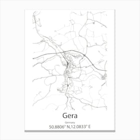 Gera,Germany Minimalist Map Canvas Print