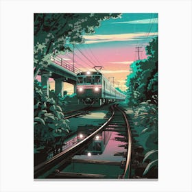 Lofi Anime Art, Retro Anime Train Art Print: Lofi Hip Hop Japan-Inspired Urban Decor, Perfect Bedroom Gift, Vaporwave Wall Art Canvas Print