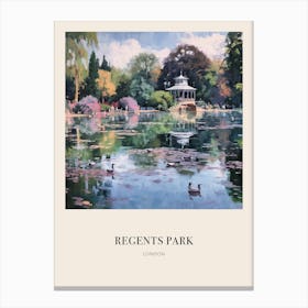 Regents Park London 2 Vintage Cezanne Inspired Poster Canvas Print