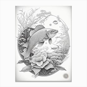 Asagi Koi Fish Haeckel Style Illustastration Canvas Print
