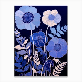 Blue Flower Illustration Scabiosa 3 Canvas Print