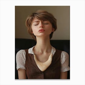 Woman With Her Eyes Closed Canvas Print