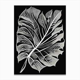 Kiwi Leaf Linocut Canvas Print
