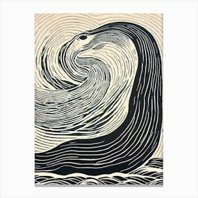 Gray Whale II Linocut Canvas Print