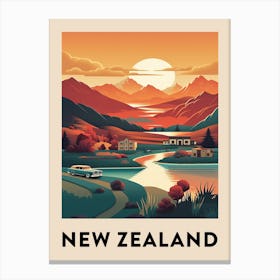 Vintage Travel Poster New Zealand 3 Canvas Print