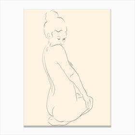 Getting Ready Nude Woman Line Art Canvas Print