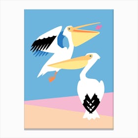 Pastel Pelicans Canvas Print