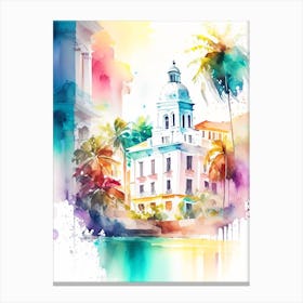 Puerto Rico Watercolour Pastel Tropical Destination Canvas Print
