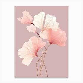 Pink Ginkgo Leaves 4 Canvas Print
