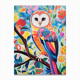 Colourful Bird Painting Barn Owl 1 Canvas Print