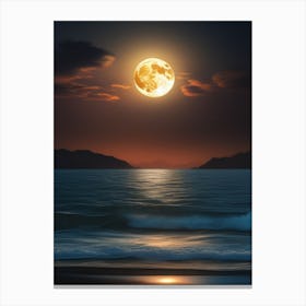 Full Moon Over The Ocean 2 Canvas Print