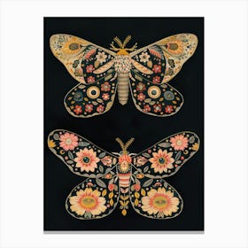 Nocturnal Butterfly William Morris Style 5 Canvas Print