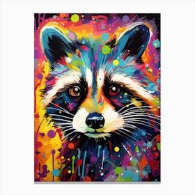 A Raccoon Portrait Vibrant Paint Splash 2 Canvas Print