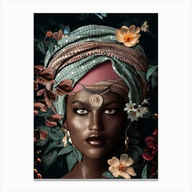 African Woman With Flowers 1 Canvas Print