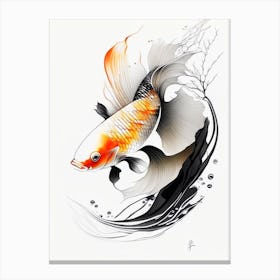 Soragoi Koi Fish Minimal Line Drawing Canvas Print