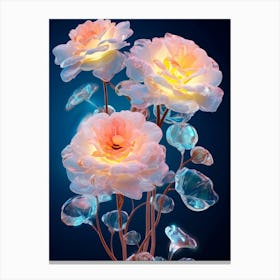 Three Roses In A Vase Canvas Print