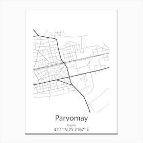 Parvomay,Bulgaria Minimalist Map Canvas Print