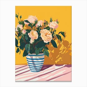 Rose Flowers On A Table   Contemporary Illustration 3 Canvas Print